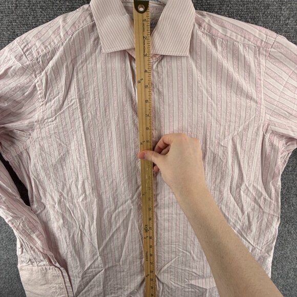 Robert Graham Button Up Shirt Cotton Pink Striped 16 Textured Floral Intricate - Picture 3 of 16